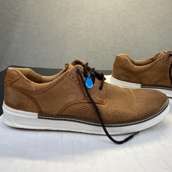 258460 MCGUFFEY MENS SHOE Size 10 M TAN OILED LEATHER JOHNSTON&MURPHY GOLF SHOE - Picture 13 of 13